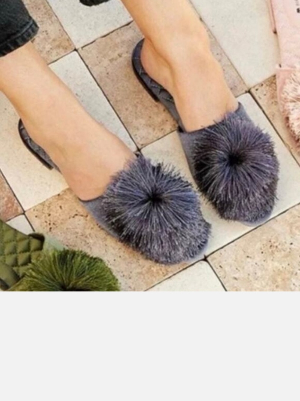 Birdies Gray Pom Mules